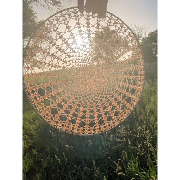 Vintage Doily on Metal Hoop Wall Deco BOHO Hippy - Picture 7 of 10